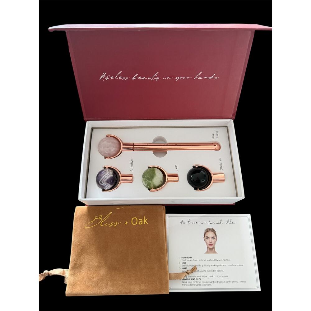 NIB - Bliss + Oak Multistone Facial Roller Set